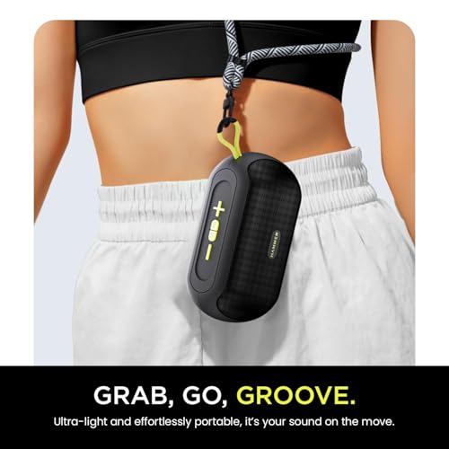 Image of HAMMER Wave 10W Bluetooth Speaker Up to 8 Hours Playtime, TWS Function, Made in India, Built-in Mic, BTv5.4, USB Port, Type-C Interface Wireless Bluetooth Speaker with Hanging Loop (Black)