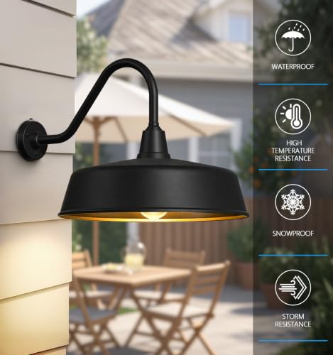 Image of JOESA 24 inch Extra Large Gooseneck Barn Lights, Dusk to Dawn Outdoor, 2-Pack