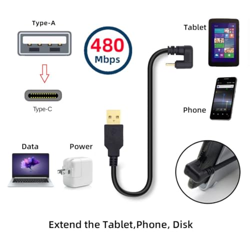 Cable Extensión USB 2.0 a USB C 1.0M Ángulo U miniatura 4