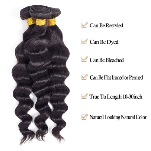 12A Loose Wave Bundles Human Hair 16" 18" 20" 300g 100% Unprocessed Brazilian Virgin Hair Loose Deep Wave Human Hair Weave Bundles Natural Color