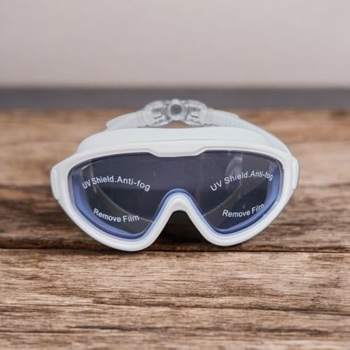 Image of Protoner Kids Swimming Goggles with Wide Lens, Adjustable Straps, (White,Black glass)