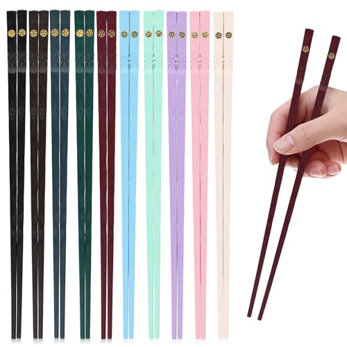 10 Paia Bacchette, Lavabili in Lavastoviglie con Motivo per Incisione, Bacchette Cinesi, Adatte per Pasta, Riso, Sushi, Set Regalo
