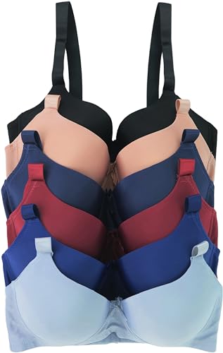 Image of ToBeInStyle Women's Pack of 6 Padded Assorted Styles Supportive Bras Cup Size - A to DDD