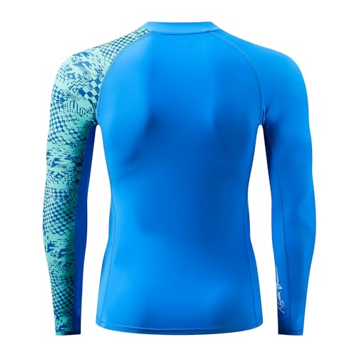 HUGE SPORTS Men's Rash Guard Long Sleeves UPF 50+ UV Sun Protection Quick Drying Splice Compression Swim Shirts4