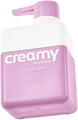 Creamy Skincare Emulsão de Limpeza 180ml | Sem Fragrância, Previne Ressecamento, Limpa sem Agredir, Hidrata a Pele | Peles Secas e/ou Normais, Inclusive as Mais Sensíveis