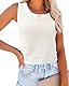 Saodimallsu Damen Strick Tank Top Sommer Ärmellose Oberteile Rundhals Bluse Häkel-Skelett Freizeit-Shirt Sexy Weste Elegant Casual Stricktop Weiß XL