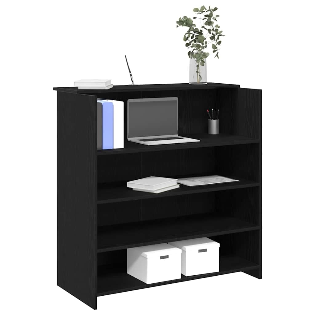 Empfangstheke aus schwarzer Eiche, 100 x 50 x 103,5 cm, mit integrierter Struktur und Regalen, vielseitiges Design für Büros, Lobbys und Kliniken