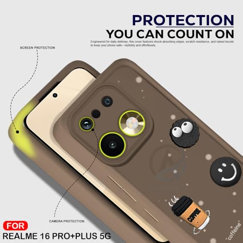 Image of AESTMO Back Case Cover for Realme 16 Pro Plus 5G Cover | Cute Fun Cartoon 3D Ball | Coffee Silicone Case | Full Body Protection | Camera Protection Back Realme 16 Pro Plus 5G (Brown)