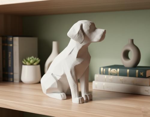 Image of Eco-Friendly Dog Statue - Modern Home Decor Accent | Minimalist Pet-Inspired Sculpture for Living Room, Office & Gifts (White)