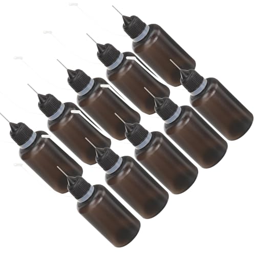 FRCOLOR Botellas Exprimibles de Aceite de Motor 30 Ml Ldpe Punta de Acero Negro, Set de 20 Botellas Flexibles para Almacenamiento y Dosificación Precisa de Pegamento y Líquidos