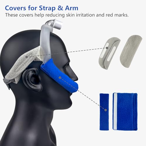 Image of 2 Pack CPAP Headgear with Arms and Covers - Adjustable Replacement Dream-wear Headgear Strap for Respironics Dream-Wear Nasal and Silicone Pillow CPAP /BiPAP Masks Supplies - Standard