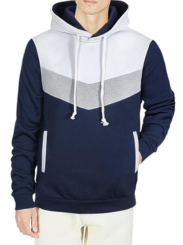 Men's Hooded Long Sleeved Drawstring Hooded Loose Casual Autumn And Winter Color Blocked Sweatshirt With Insert Pocket4