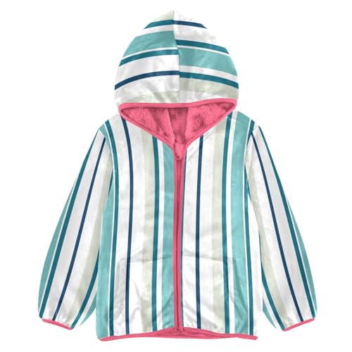 GuoChe Colored Stripes Boys Hooded Fleece Jacket