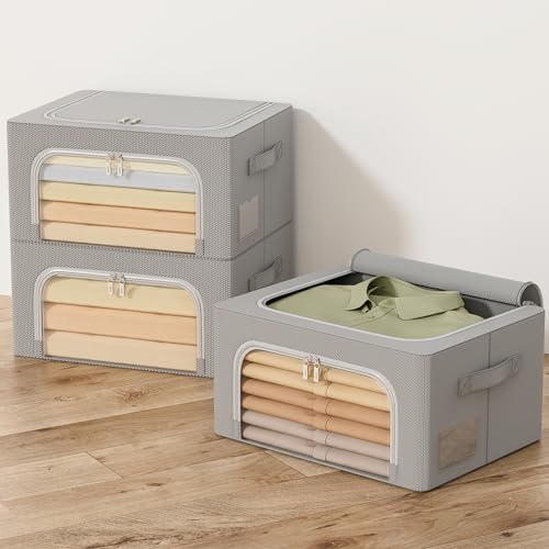 3-teilige Faltbare Aufbewahrungsbox 24L - Schrank Organizer Für Kleidung & Decken