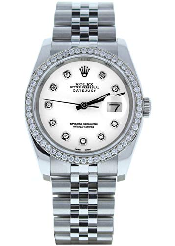 Rolex Mens Datejust 116200 Jubilee Bracelet Custom White Diamond Dial & Diamond Bezel (Certified Preowned)