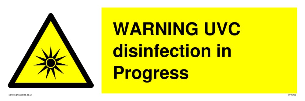 Pack of five - WARNING UVC dinfection in progress Sign - 300x100mm - L31