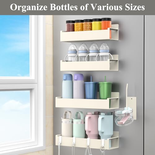 HuggieGems Magnetic Water Bottle Holder for Refrigerator, Cup Holder Organizer for Stanley and Tumbler for Kitchen, 4 Pack, Cream White by HuggieGems - Image 6