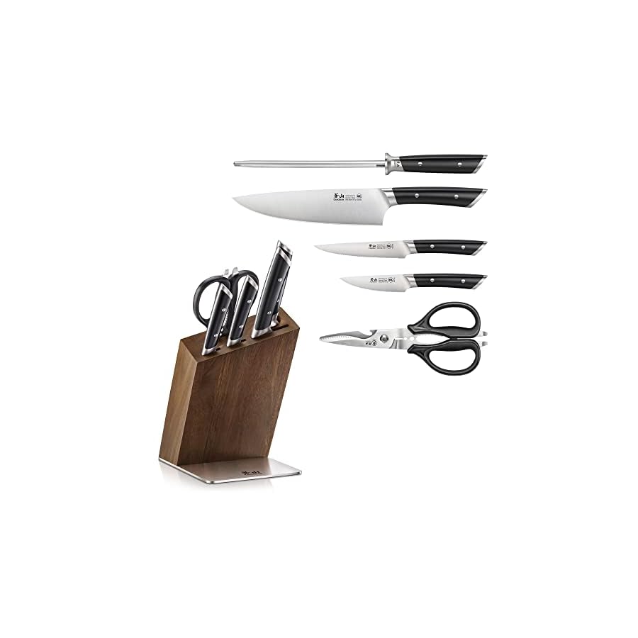 Cangshan HELENA Series German Steel Forged, HUA Knife Block Set (6-Piece, Black)