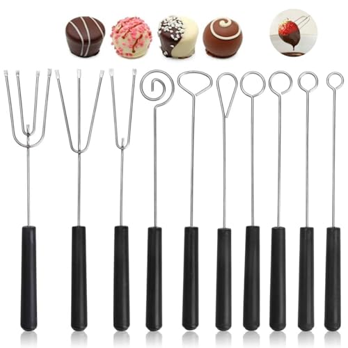 10 Stücke Schokoladengabeln, Edelstahl Candy Schokoladen Fondue Diping Gabeln Backware Dekoratives Werkzeug für handgefertigte Pralinen, Süßigkeiten, Pralinen, Trüffel