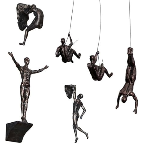 VINGAA Climbing Man Wall Sculpture,Climbing Men Figures Wall Hanging,Climbing Man Wall Sculptures 3D Wall Art Decor,3/6Pcs Unique Resin Climbing Man Men Wall Art Set,for Modern Wall Decor Cover