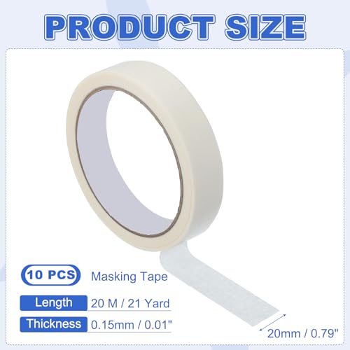 Image of MECCANIXITY Masking Tape 0.8 Inch x 21 Yard Painters Tape Adhesive Paint Tapes for DIY Crafts Arts Wall Painting Labeling Car Home Office Decoration, White, Pack of 10