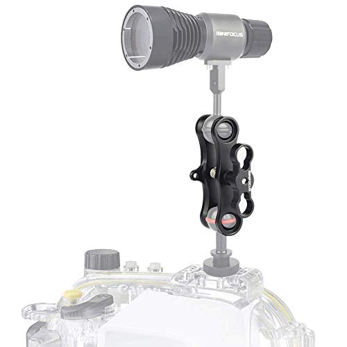 Minifocus 1" Long Ball Clamp Dual Holder Mount For Underwater Photography Diving Light System, Compatible For Gopro Action Camera Flashlight Arms System(2 Pcs) #TOP4