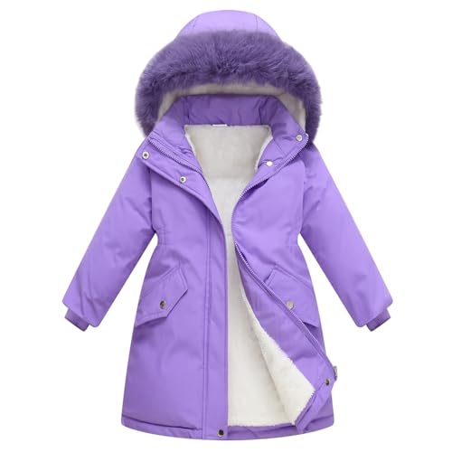 Little Girls Long Coat Winter Puffer Jacket Fleece Parka Snow Waterproof Clothes