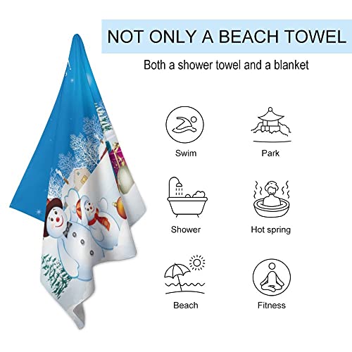 Vantaso Winter Christmas Snowmen Bath Towel Oversized Lightweight 31X51 Inch Beach Towel Travel Swim Pool Yoga Gym Camping For Adults Women Men #TOP2