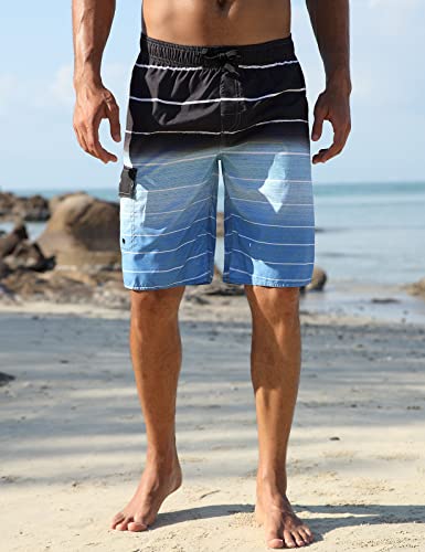 Image of Nonwe Men's Beachwear Quick Dry Striped Board Shorts