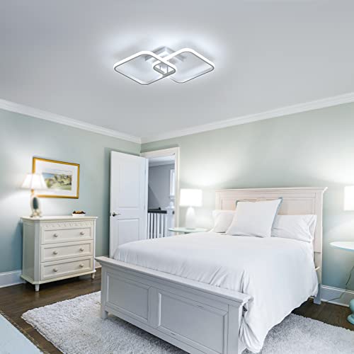 Image of Desidiya Modern Dimmable Minimalist LED Chandelier Light, 2 Big Square Modern Flush Mount Fixture with Adjustable Light, Three Colour Dimming for Bedroom, Living Room False Ceiling Light