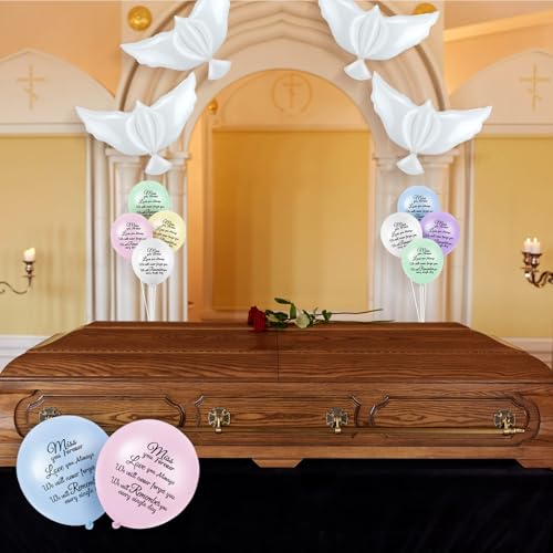 Image of Skylety 36 Pcs Memorial Balloons to Release with Dove Balloon,Macaron | Helium, Remembrance for Heavenly Birthday, Memorial Services, Release in Sky Ceremony, Forever in Hearts Messages