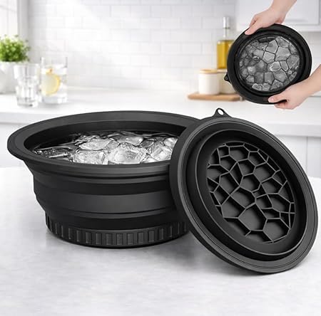 Silicone Ice Face Bowl, Collapsible with Ice Mould Lid, Black, for Face Icing Skincare-image-49