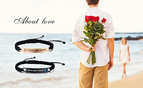Personalized Matching Bracelets For Couples,Handmade Long Distance Bracelets With Cubic Zirconia,Custom Adjustable Bracelets For Women Men,Valentine's Day Gift For Him And Her #TOP2