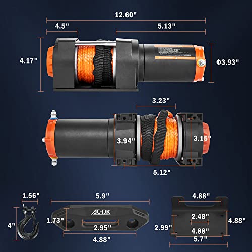 Ac-Dk 3500 Lb Atv/Utv Winch Synthetic Rope Kits, 12V Winch With Wireless Remote For Off Road Trailer Boat Rv Towing Winches, Waterproof Winch With Mounting Plate And Wired Remote #TOP6