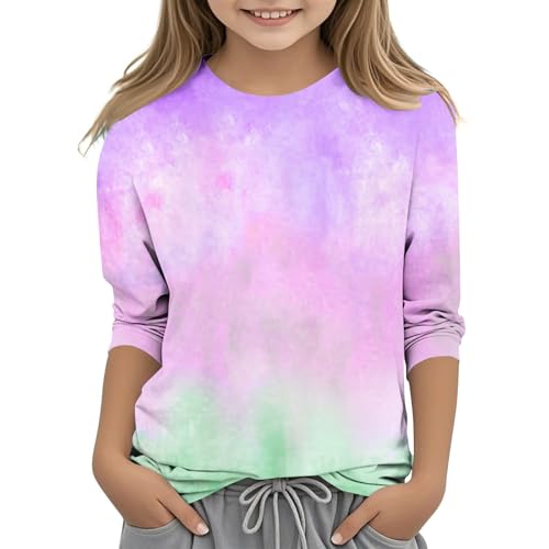 Teen Girls Cute Print Shirts 2025 Trendy Preppy 3/4 Sleeve Tops Spring Summer Lightweight Casual Tshirts Crewneck Tee