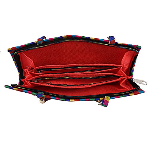 Image of Craft Trade Clutch Bags for Women Rajasthani Jaipuri Embroidered Mirror Work Ethnic Hand Bags and Clutches for Ladies Purse for Girls - 13x25 Cms