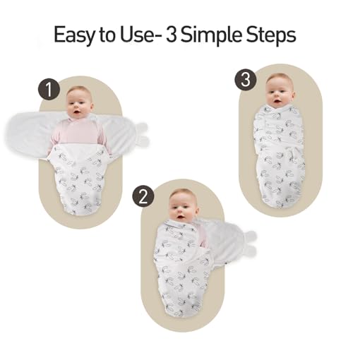Image of GLLQUEN BABY Swaddles for Newborns 0-3 Months, Adjustable & Easy Fastener | 3-Pack, Organic Cotton Swaddle, Womb-Like Nursery Swaddling Blanket reduces startle reflex, soft and skin-friendly fabric