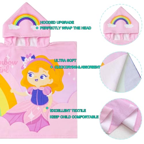Image of NovForth Kids Beach Towel for Boys Girls, Hooded Bath Towel Wrap, Toddler Pool Towel with Hood