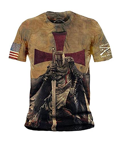 domorebest T-Shirt des Templiers pour Hommes Armure médiévale Cosplay T-Shirt à Manches Courtes et col Rond