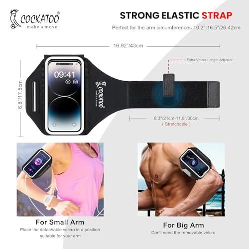 Image of Cockatoo AB01- Adjustable Sports Arm Band, Waterproof Anti Sweat PU Material, Black