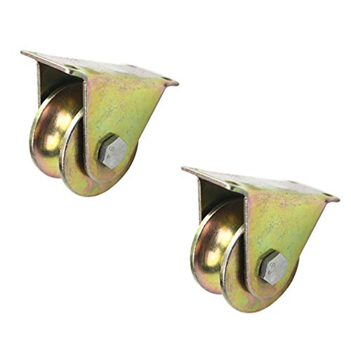 プーリー、プーリーホイール、U字溝トラックホイール2個セット、ヘビーデューティリジッドキャスター、耐荷重600kg、ラウンドチューブトラックスライドドアと機械カート用(2インチ/50mm)
