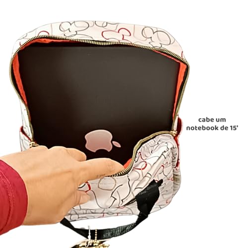 Mochila Feminina Disney Mickey Mouse Bege Luxcel