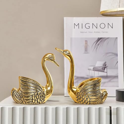 Image of TIED RIBBONS Pack of 2 Swans Tea Light Candle Holder (Aluminium) | Decorative Candle Stand for Home Decor, Living Room & Gifting | Decoration Item for Home, Gifts for Friends and Family