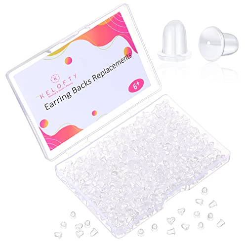 Earring Backs For Studs (500 Pcs), Kelofty Upgrade Clear Rubber Silicone Or Plastic Earring Backs Replacements For Sensitive Droopy Ears, Pierced Earring Backings Stoppers For Studs And Hook Earrings #TOP3