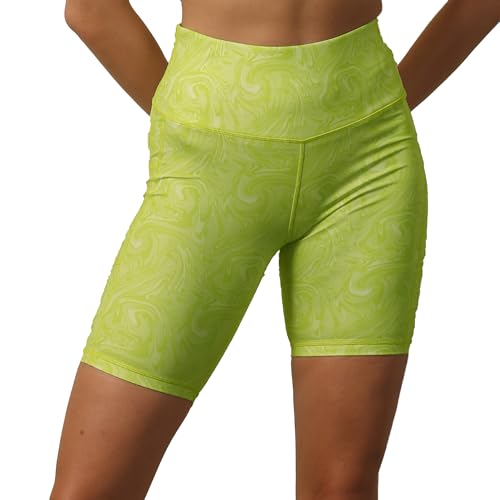 Image of SOIE Women Polyester Blend Sports Shorts High Waist Knee Length with Side Pocket Quick Dry Squat Proof Athleisure Shorts for Workout