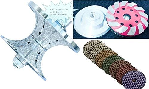 1 1/4" Diamond Full Bullnose Router Bit shaping wheel 4" aluminum hoop & loop backing pad grinding cup wheel dry polishing pad stone granite marble quartz concrete travertine terrazzo