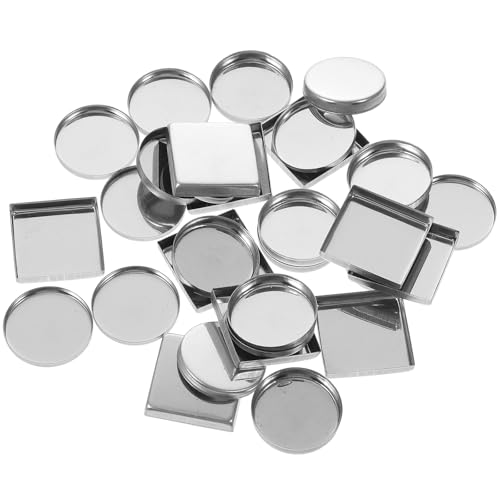 Genérico Bandeja Metálica Vacía para Paleta de Sombras de Ojos, 30 Piezas Redondas y Cuadradas, Accesorio para Paleta de Maquillaje Diy, Tamaño 26x3mm, 26x5mm y 26x26x5mm, Ligero