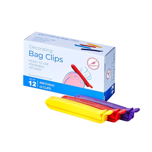 Keenpioneer Sealing Clips 4inch Multicolor for Piping Bags 12 Pack