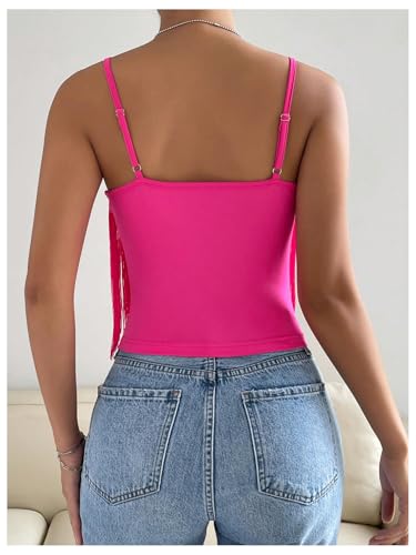 Women's Sleeveless Fringe Camisole Tops V Neck Spaghetti Strap Summer Cami Shirts2