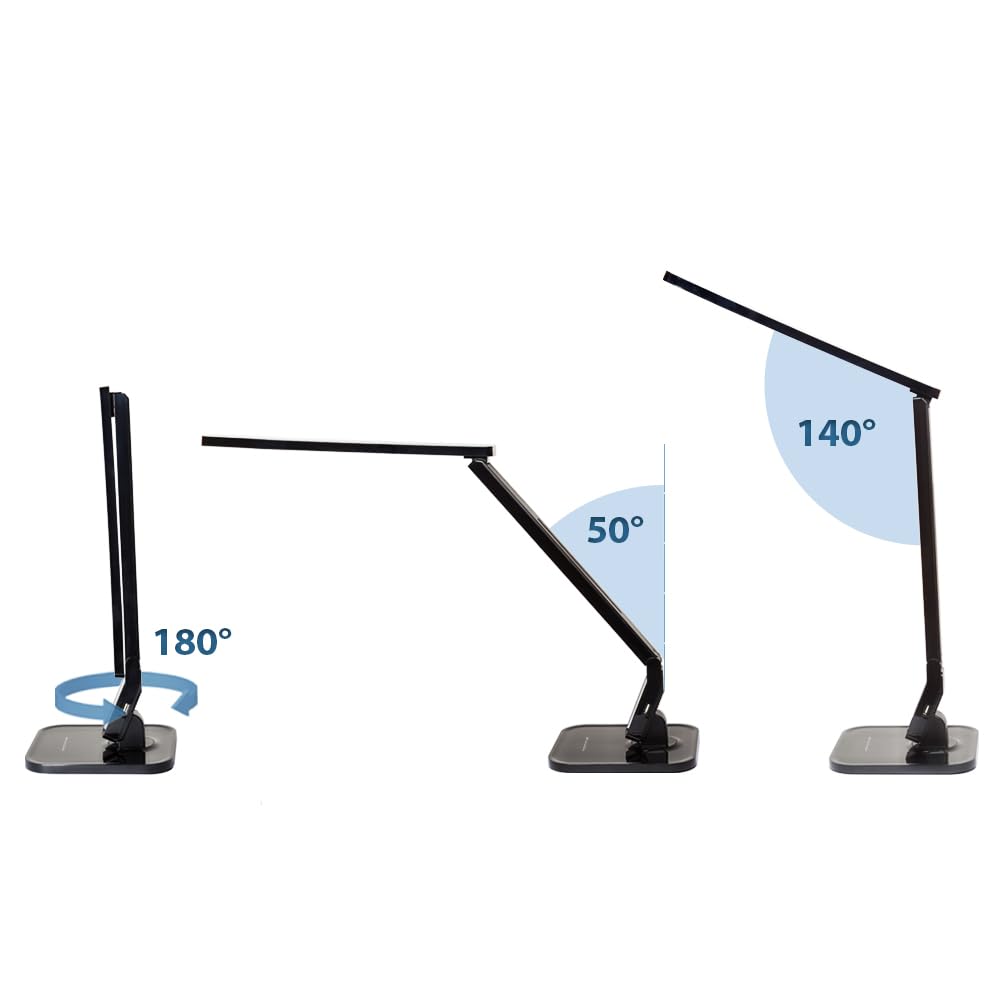 tectake® Schreibtischlampe dimmbar, Lampe mit USB Anschluss, LED Tischlampe, Tischleuchte, Schreibtischlampe LED, Desk Lamp, Lampe Schreibtisch mit USB LED, Arbeitsplatzleuchte - 4er Set